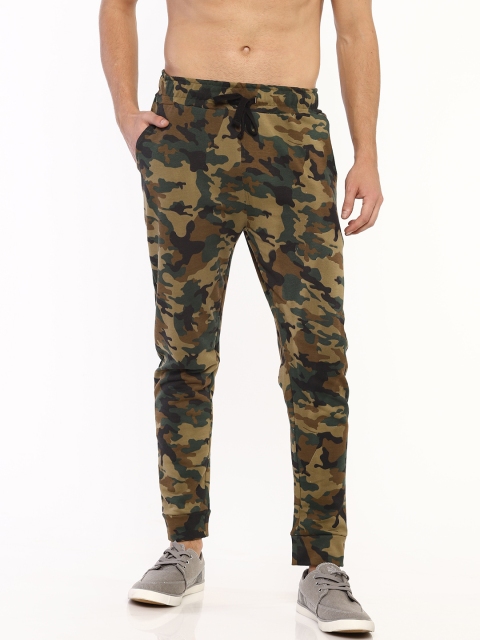 

Masculino Latino Men Khaki-Coloured Camouflage Printed Pure Cotton Joggers