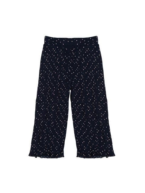 

Pantaloons Junior Girls Navy Blue & White Regular Fit Printed Parallel Trousers