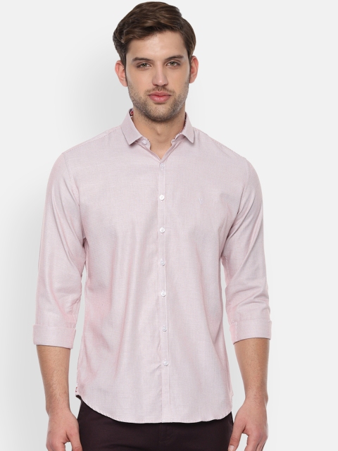 

V Dot Men Pink Slim Fit Self Design Casual Shirt