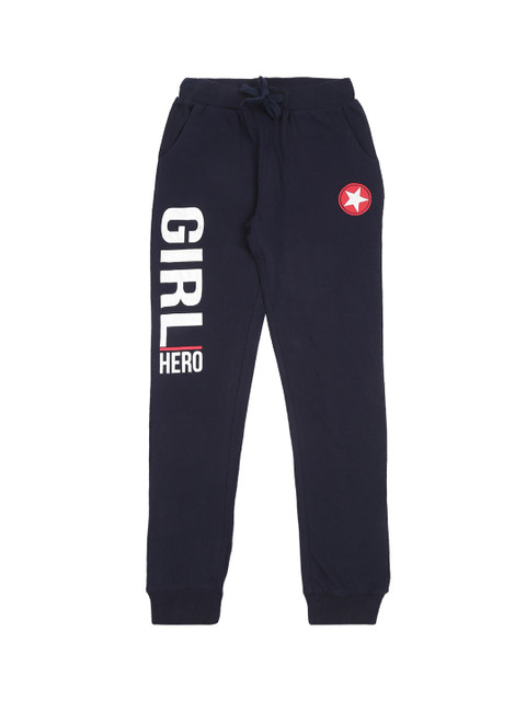 

Pantaloons Junior Boys Navy Blue & White Solid Pure Cotton Joggers