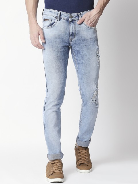 

BOLTS and BARRELS Men Blue Slim Fit Low-Rise Mildly Distressed Stretchable Jeans