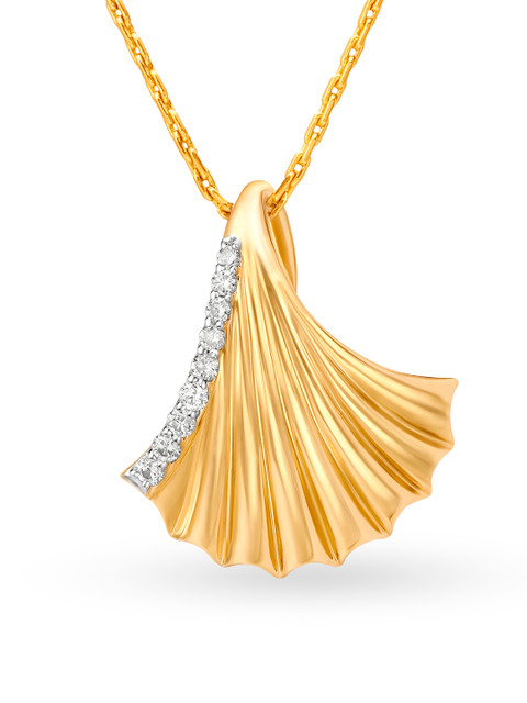 

Mia by Tanishq 14KT Gold Pendant for Women with Pave Setting Diamonds in Sea Shell Shape