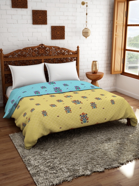 

SPACES Yellow Floral AC Room 150 GSM Double Bed Quilt