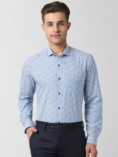 

Peter England Men Blue Slim Fit Striped Formal Shirt