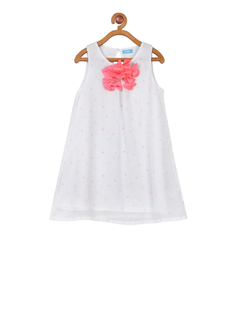 

Miyo Girls White Printed A-Line Dress