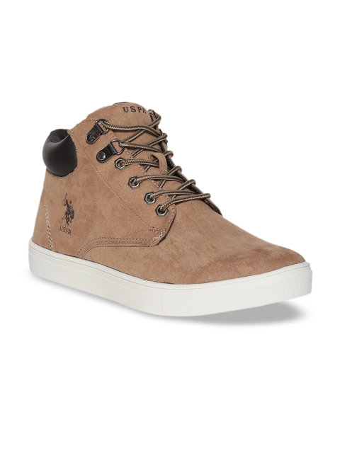 

U.S. Polo Assn. Men Brown Solid Mid-Top Sneakers
