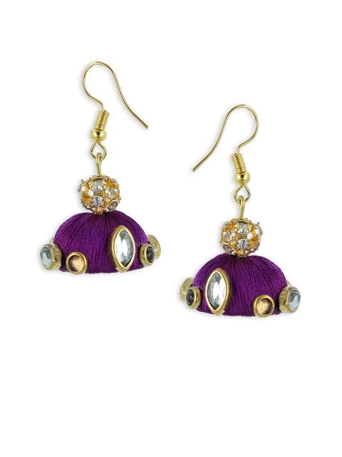 

AKSHARA Purple & Gold-Plated Handcrafted Dome Shaped Jhumkas