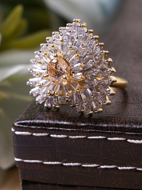 

Bhana Fashion Gold-Plated & Champagne AD-Studded Handcrafted Finger Ring