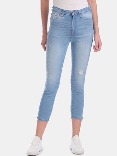 

Aeropostale Women Blue Slim Fit Mid-Rise Mildly Distressed Stretchable Jeans