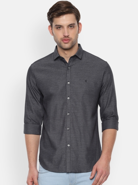 

V Dot Men Grey Slim Fit Self Design Casual Shirt