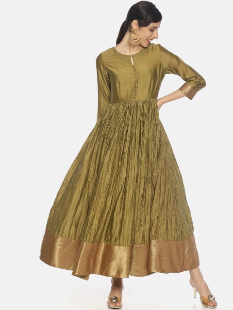 

AARA Women Olive Green Solid Anarkali Kurta