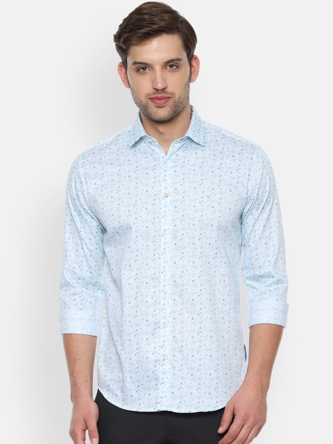 

V Dot Men Blue Slim Fit Printed Casual Shirt
