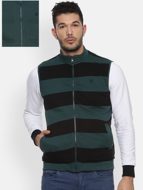 

Allen Solly Men Green & Black Striped Reversible Sweatshirt