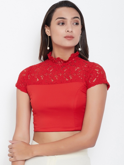 

Meee Women Red Self Design Top