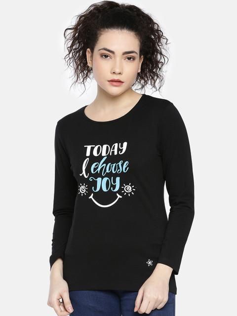 

Dollar Missy Women Black Printed Round Neck T-shirt