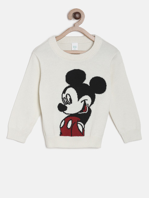 

MINI KLUB Kids Off-White Mickey Mouse Printed Pullover Sweater
