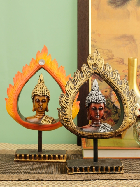 

TIED RIBBONS Set of 2 Yellow & Gold-Toned Buddha Showpieces