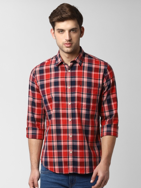 

Peter England Casuals Men Red & Blue Slim Fit Checked Casual Shirt