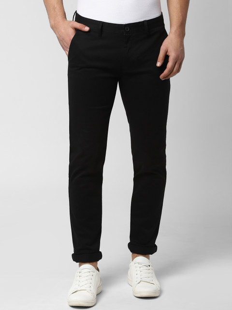 

Peter England Casuals Men Black Slim Fit Solid Regular Trousers