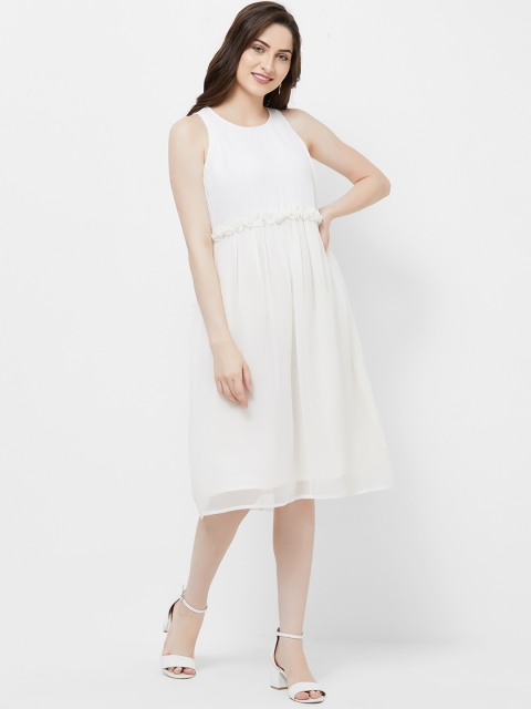 

MISH Women Off-White Solid Fit and Flare Dress