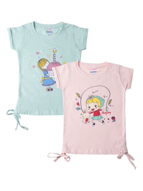 

Dollar Champion Kidswear Girls Pack Of 2 Printed T-Shirts, Blue