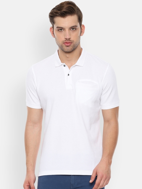 

Van Heusen Men White Self Design Polo Collar T-shirt