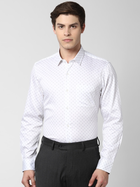 

Peter England Men White & Blue Slim Fit Printed Formal Shirt