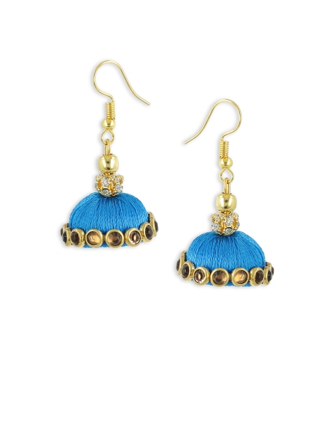 

AKSHARA Blue Dome Shaped Gold-Plated Jhumkas