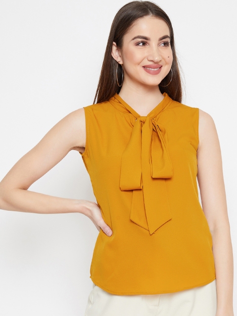 Berrylush Women Mustard Yellow Solid Top