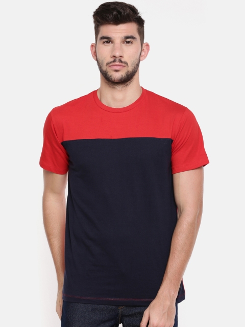 

Chennis Men Navy Blue & Red Colourblocked Round Neck T-shirt