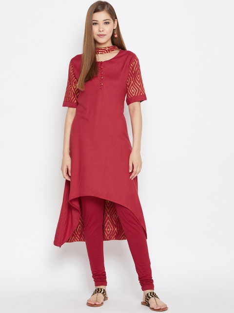 

studio rasa Women Maroon Printed Kurta with Churidar