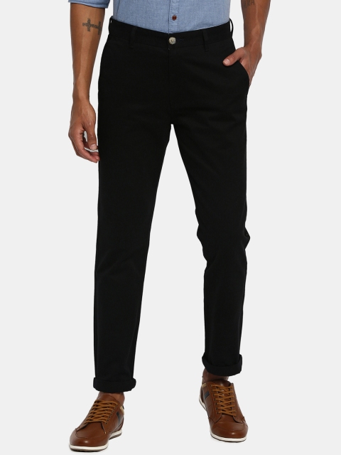 

RUF & TUF Men Black Slim Fit Solid Regular Trousers