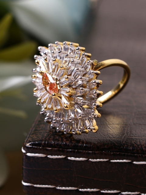 

Bhana Fashion Gold-Plated & Champagne AD-Studded Handcrafted Finger Ring