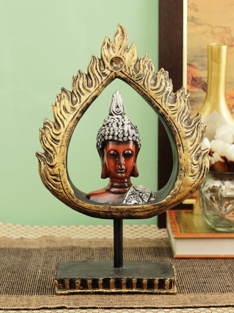 

TIED RIBBONS Gold-Toned & Black Buddha Showpiece