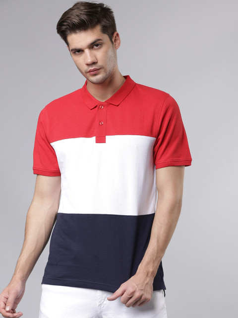 

Ecko Unltd Men Red Colourblocked Polo Collar Slim Fit T-shirt