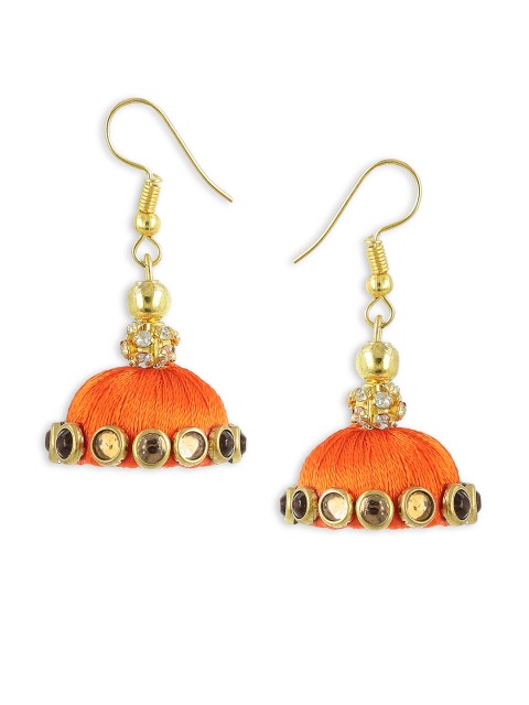 

AKSHARA Orange Dome Shaped Drop Earrings
