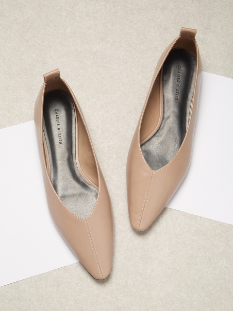 CHARLES & KEITH Women Beige Solid Ballerinas