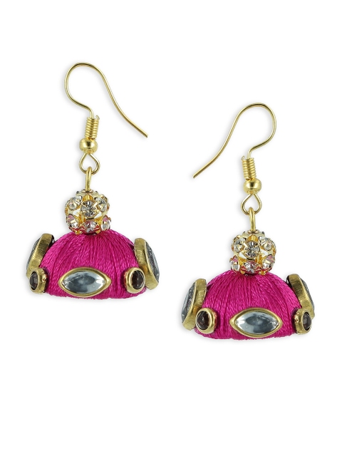 

AKSHARA Pink & Gold-Plated Handcrafted Dome Shaped Jhumkas
