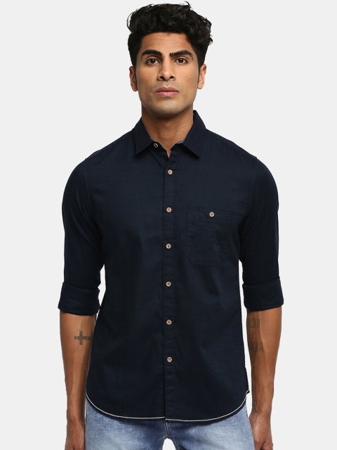 

RUF & TUF Men Navy Blue Regular Fit Solid Casual Shirt