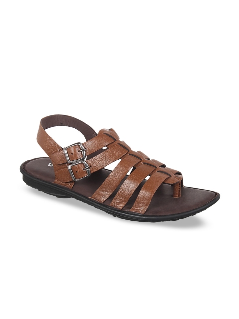 

Vardhra Men Tan Brown Leather Gladiators