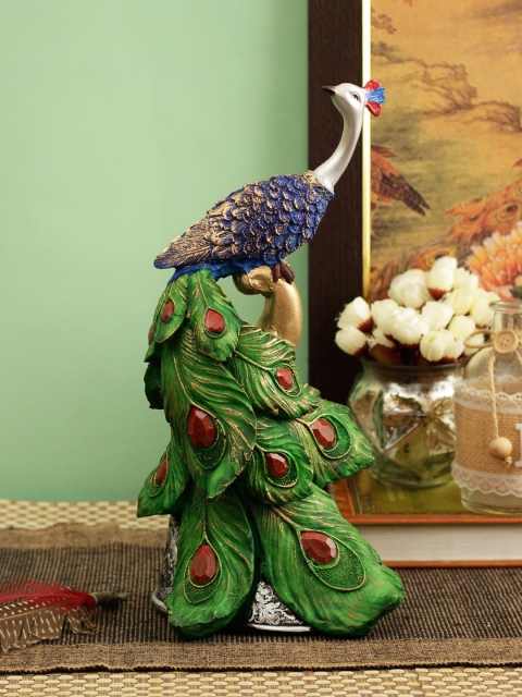

TIED RIBBONS Blue & Green Peacock Showpiece
