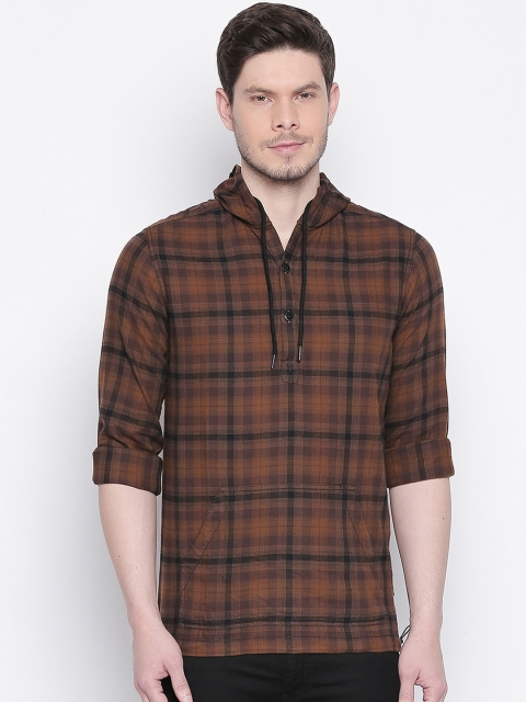 

Mufti Men Khaki Slim Fit Checked Casual Shirt