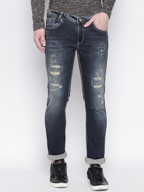 

Mufti Men Blue Slim Fit Mid-Rise Mildly Distressed Stretchable Jeans