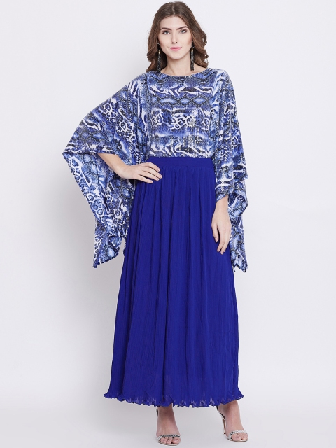 

The Kaftan Company Women Blue Printed Maxi Dress