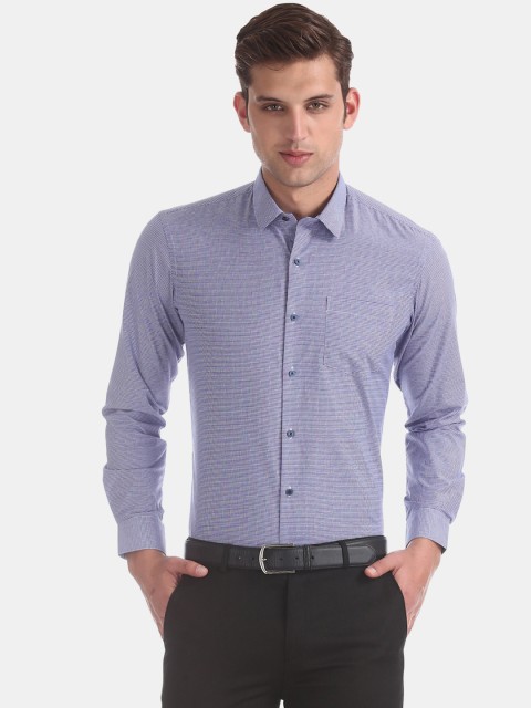 

Arrow Men Blue Skinny Fit Self Design Formal Shirt
