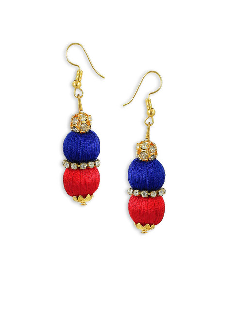 

AKSHARA Gold-Toned & Blue Circular Drop Earrings