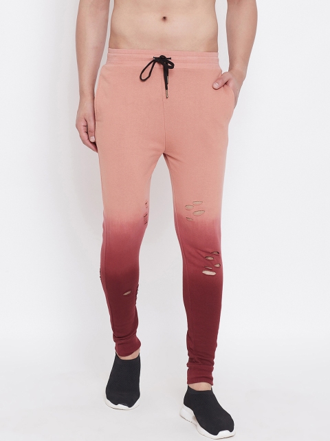 

FUGAZEE Men Pink & Maroon Printed Slim-Fit Joggers