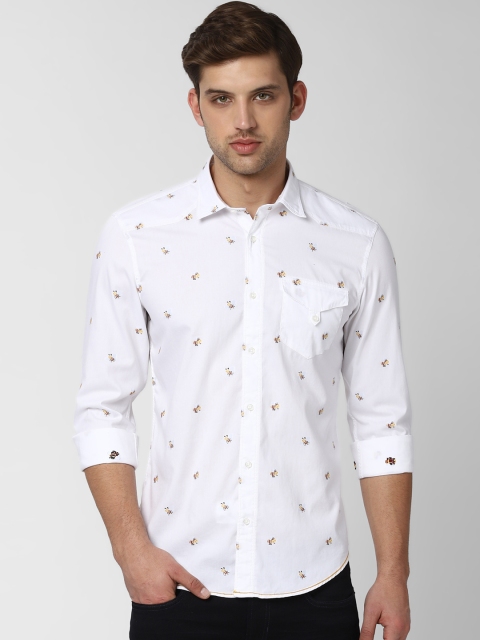 

Peter England Casuals Men White & Yellow Slim Fit Printed Casual Shirt