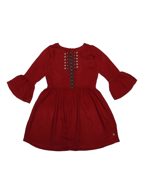 

Allen Solly Junior Girls Maroon Embroidered Fit and Flare Dress