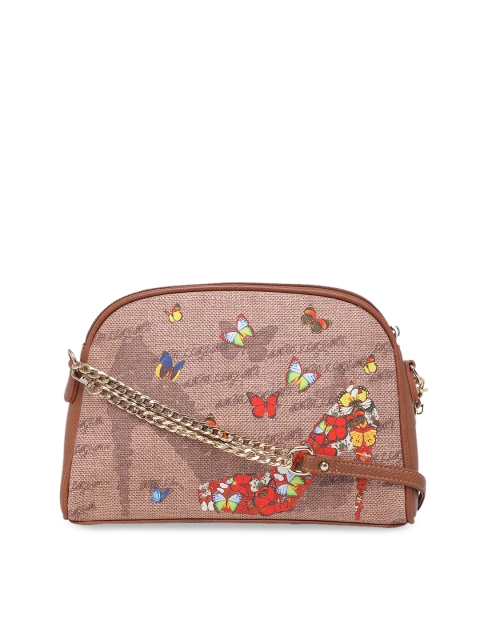 

DIVA WALK Brown Printed Leather Sling Bag